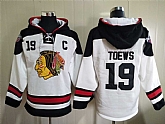 Blackhawks 19 Jonathan Toews White All Stitched Pullover Hoodie,baseball caps,new era cap wholesale,wholesale hats